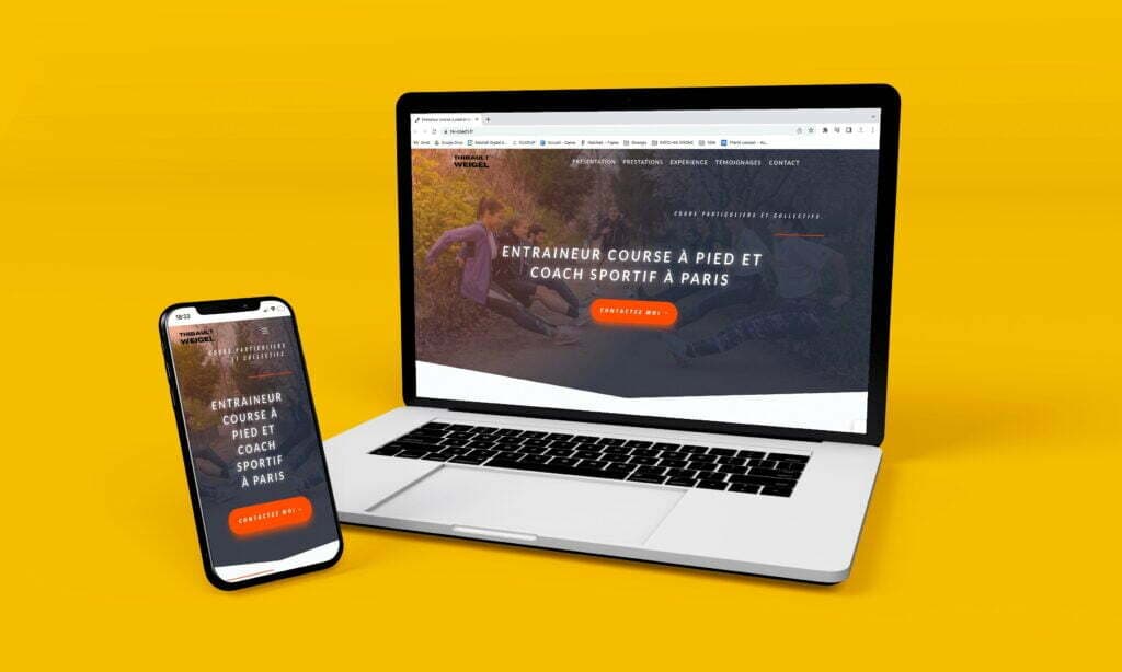 Un ordinateur portable, un téléphone et une tablette affichant un site Web.
