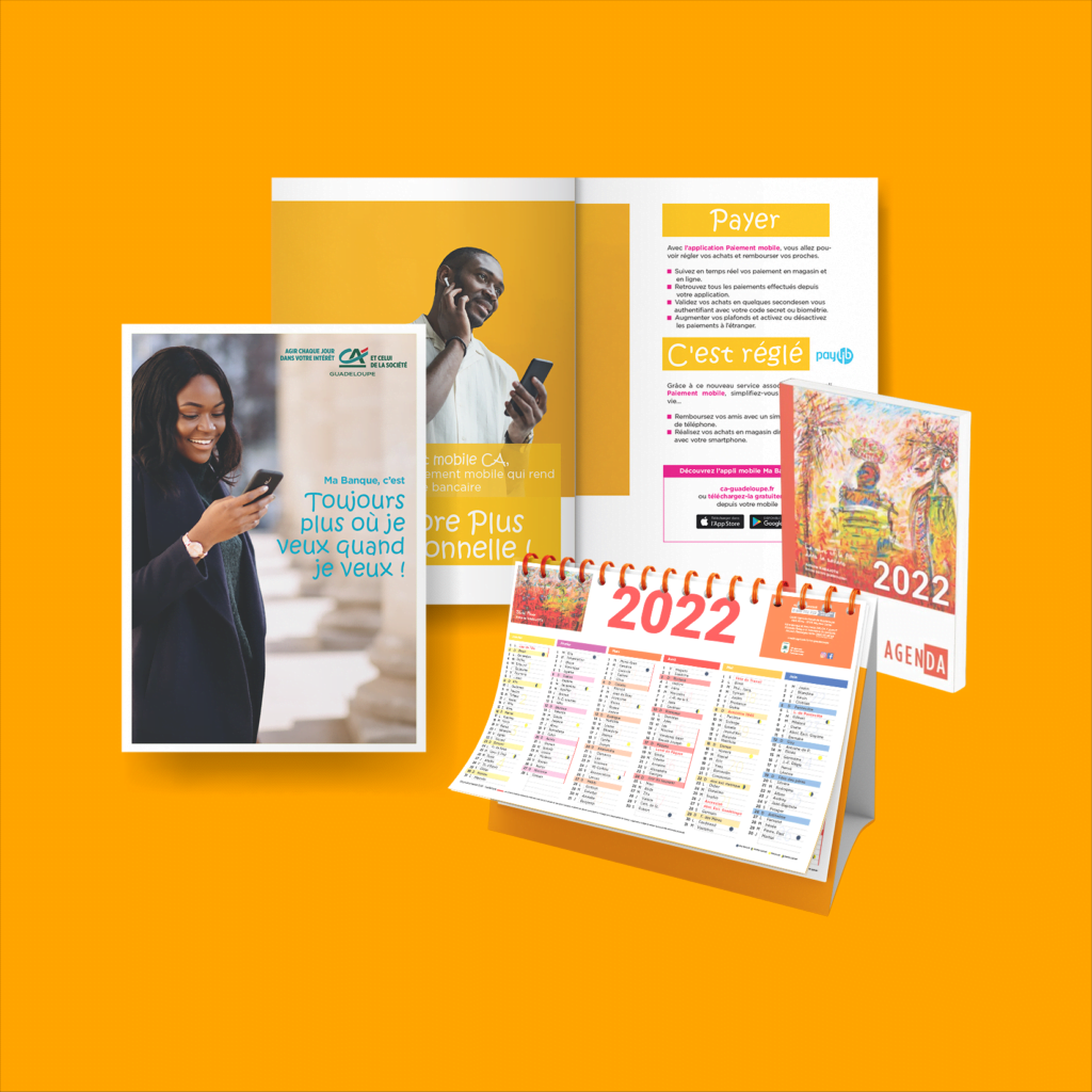 Création visuelle : Un calendrier avec une femme tenant un téléphone portable.