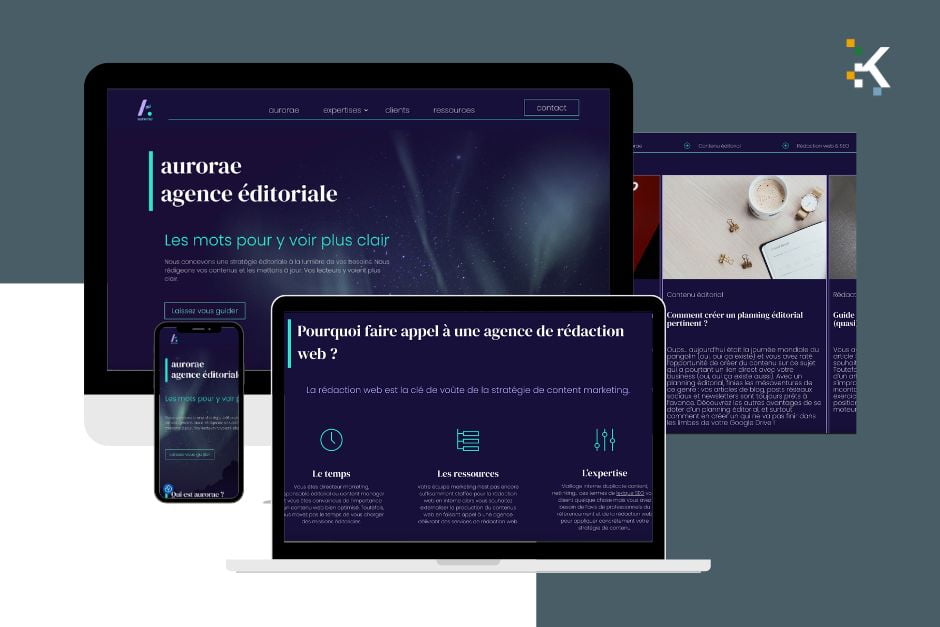 Un téléphone mobile et un ordinateur portable présentant une conception de site Web axée sur Le Design Responsable pour un avenir durable.