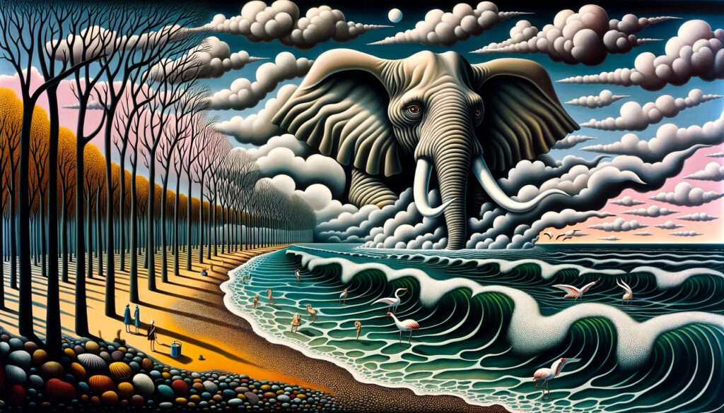 Grâce à de nouvelles techniques, une peinture représentant un éléphant sur une plage a été créée avec une grande précision, mettant en valeur la beauté et la grandeur de cette créature intelligente.